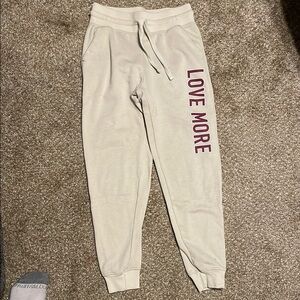 Kids Cream Joggers with 'LOVE MORE' Side Print